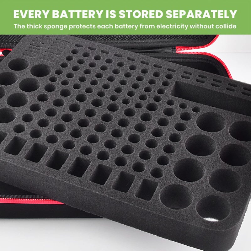 ALKOO Battery Organizer Storage Holder Case Box with Tester Checker BT-168. Holds 225 Batteries AA AAA C D Cell 9V 3V Lithium (Red) - Image 4